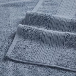 Modern Threads 6-Piece Towel Set - 100% Cotton, Quick Dry, Ultra Absorbent - Includes 2 Bath, 2 Hand, 2 Washcloths (White/Reinhart Blue)