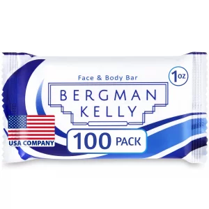Bergman Kelly - Hotel Soap Bars - White Tea, 1 oz, 100 PK - Travel Size Luxury Bulk Amenities Bar Soap - Mini Individually Wrapped Rectangular Soap, 