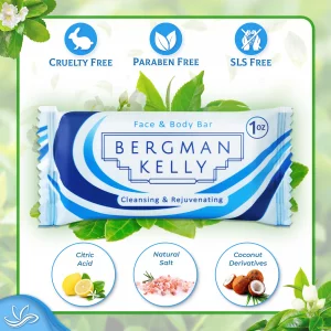 Bergman Kelly - Hotel Soap Bars - White Tea, 1 oz, 100 PK - Travel Size Luxury Bulk Amenities Bar Soap - Mini Individually Wrapped Rectangular Soap, 