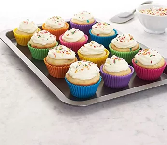 Cupcake Liners - Reusable Silicone Cupcake Baking Cups - Non-Stick Baking Muffins Mold - Use As Lunch Box Dividers - Set of 12 Kitchen Accessories - 