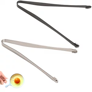 2 Pack Stainless Steel Egg Chalaza Removal Tool Remover Tong Eggshell Embryo Membrane Shell Essential Kitchen Tool for Chefs and Bakers Toothed Desig