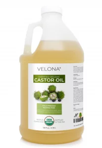 velona USDA Certified Organic Castor Oil - 1 Gallon / 128 Fl Oz | For Hair, Boost Eyelashes, Eyebrows | Cold pressed, Natural Oil, USP Grade | Hexane