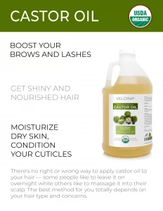 velona USDA Certified Organic Castor Oil - 1 Gallon / 128 Fl Oz | For Hair, Boost Eyelashes, Eyebrows | Cold pressed, Natural Oil, USP Grade | Hexane