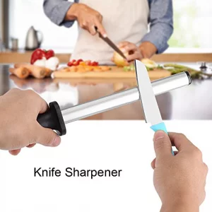Professional Extra Fine Oval Knife Sharpener - 8 Inch Coated Honing Steel for Chefs - Honing Butcher Knives