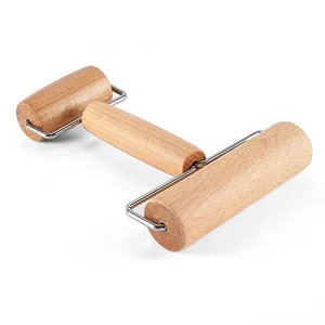 2-In-1 Style Pastry Pizza Roller Wood Brayer Wooden Rolling Pin 5D Diamond-Paint Art Wood Roller for Baking or Ceramic Pottery Clay Working