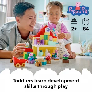 LEGO DUPLO Peppa Pig Family House - Building Toy for Toddlers, Ages 2+ - Sensory Toy for Girls & Boys - W/ 5 Figures - Birthday Gifts for Kids - 1046