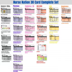 Nurse Nation 30 Horizontal Nursing Badge Reference Cards - Lab Values, EKG, Vitals, and More! (Bonus Cheat Sheets) Great Nurse Gifts - Nursing Studen