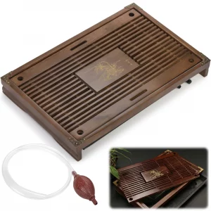 Eorbow Wooden Tea Tray, 17 Inch Chinese Kung Fu Tea Tray, Gongfu Tea Table with Water Storage Box, Household Filter Tea Serving Tray Gift Set for Hom