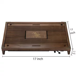 Eorbow Wooden Tea Tray, 17 Inch Chinese Kung Fu Tea Tray, Gongfu Tea Table with Water Storage Box, Household Filter Tea Serving Tray Gift Set for Hom