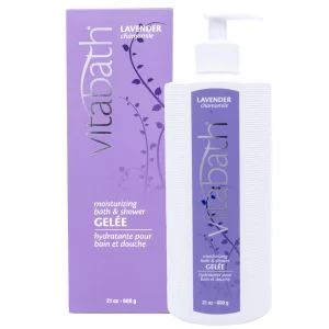 Vitabath Lavender Chamomile Moisturizing Bath & Shower Gel Wash Calming & Hydrating Botanical Skin-Softening Skincare, Body Cleanser & Foaming Gelee 