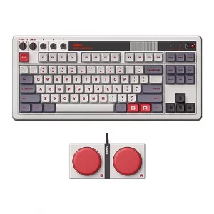 8Bitdo Retro Mechanical Keyboard, Bluetooth/2.4G/USB-C Hot Swappable Gaming Keyboard with 87 Keys, Dual Super Programmable Buttons for Windows and An