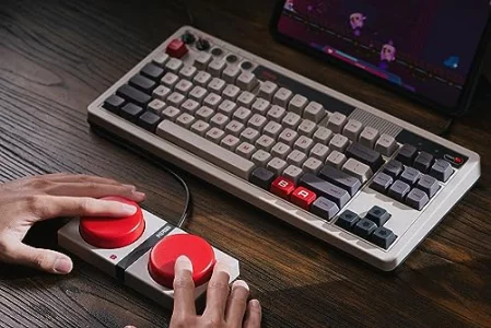 8Bitdo Retro Mechanical Keyboard, Bluetooth/2.4G/USB-C Hot Swappable Gaming Keyboard with 87 Keys, Dual Super Programmable Buttons for Windows and An