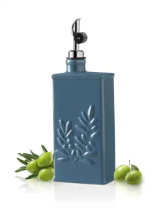 Sweejar Ceramic Olive Oil Dispenser Bottle for Kitchen, 17 Oz Relief Opaque Oil and Vinegar Dispenser Bottle with Spout, Suitable for Soy Sauce, Coff