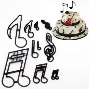 Music Fondant Cutters, Airlxf 10PCS Wedding Cookie Cutter Set for Anniversary/Bridal/Engagement Cake Decorating Sugarcraft Cutting Tool (Music Fondan