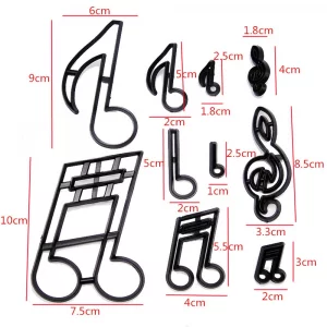 Music Fondant Cutters, Airlxf 10PCS Wedding Cookie Cutter Set for Anniversary/Bridal/Engagement Cake Decorating Sugarcraft Cutting Tool (Music Fondan