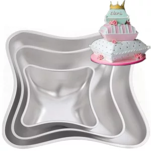 3 Pcs Cakes Pan Cake Baking Mold,Pillow Cake Pan Set DIY Pillow Shape Aluminum Cake Molds Set