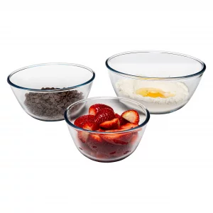 SIMAX Glass Mixing Bowls Set: Borosilicate Glass Mixing Bowls - Microwave, Oven & Dishwasher Safe - 3 Piece Set (2 Cup, 5.5 Cup, 10.5 Cup)