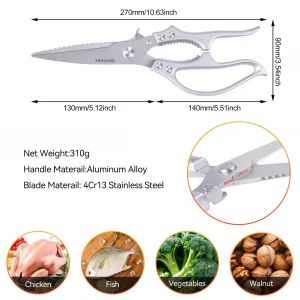 MDHAND Heavy Duty Poultry Shears, Kitchen Food Scissors All Purpose for Meat Cutting, Chicken Fish Fruit Vegetables, Dishwasher Safe Kitchen Shears w