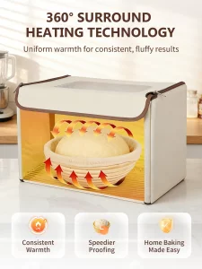 Folding Bread Proofing Box Dough Proofer, Electric Sourdough Warmer with 68-131F Temp Control & 99H Timer, Dough Proofing Box Basket with Metal Rack
