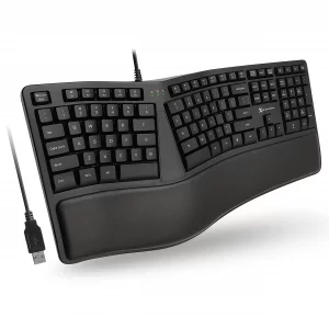 X9 Wired Ergonomic Keyboard with Cushioned Wrist Rest - Type Comfortably Longer - USB Wired Split Keyboard for Laptop, PC & Chrome Computer with 110 