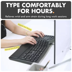 X9 Wired Ergonomic Keyboard with Cushioned Wrist Rest - Type Comfortably Longer - USB Wired Split Keyboard for Laptop, PC & Chrome Computer with 110 