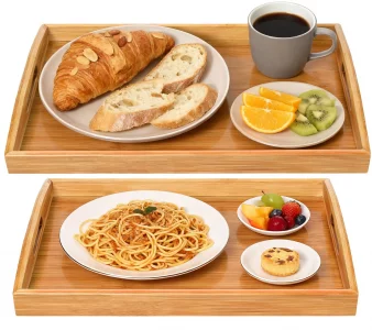 2-Pack Bamboo Serving Trays with Handles, 16