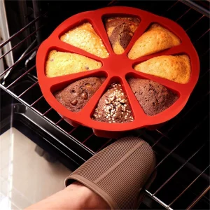 CdyBox Triangle Cavity Cake Mold Silicone Cake Mould 8 Hole Orange Shaped Pizza Pan for Ovens Microwaves DIY Baking Tool 2 Pieces