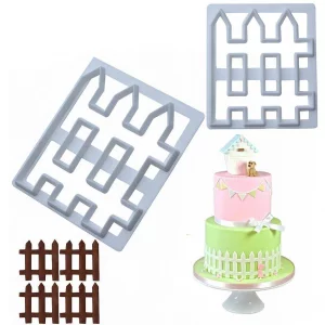 MoldFun 2Pcs Wood Fence Cookie Cutter Plastic Mold for Fondant, Gum Paste, Cake Border Decorating