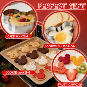 Tmflexe Mouse Cookie Cutter Sandwich Cutters for Kids DIY Lunchbox Bento Box Fruit Cutters Vegetable Cutters for Children Boys Girls, Pack of 5