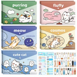 Cute Cat File Folders, 10 PCS Plastic Folders for Document, A4 Size Plastic Envelopes with Snap Closure, File Folders Document Folders File Bags Name