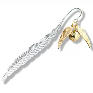Vintage Metal Feather Bookmark with Golden Winged Charm - Thin Unique Metal Bookmark for Book Lovers - Reading Gifts Book Lovers, Women, Men, Teens o