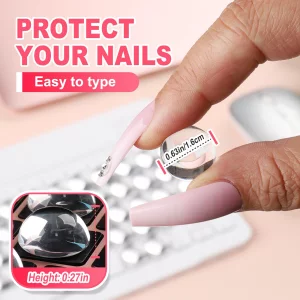 68PCS Keyboard for Long Nails, Transparent Glass Raised Keyboard Stickers for Long Nails, Nail Art Typing Keycaps for Desktops Laptop, PC (Spherical)