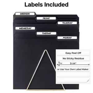 Dunwell Plastic Black 3-Tab Folders, (12 Pack), Sturdy 1/3 Tab File Folders for 8.5x11 Documents, Plastic Manila Filing Sleeves, Acid-Free Poly, Incl