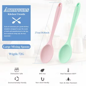 Armrouns Silicone Mixing Spoons 2-Pack, 10.8