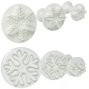 Snowflake Cookie Cutter, 6PCS Snowflake Fondant Cutters Decorating Mold Embossing Tool Christmas Cookie Cutters Snowflakes Plunger Cake Cutter