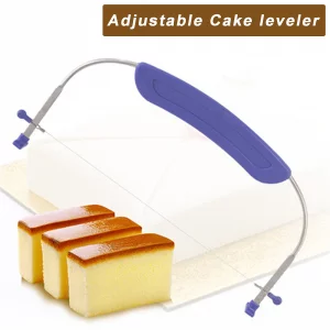 WAFJAMF Adjustable Cake Leveler Cutter, Professional Cake Slicer with Stainless Steel Wires and Handle for Leveling Tops of Layer Cakes Suitable for 