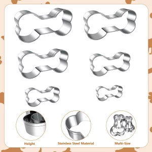 Dog treats Cutters Set 6 Pieces Dog Cookie Cutter sets Different Sizes Mini Small Medium Big Cut Out for Homemade Treats and Baking