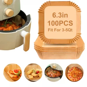 SHINYMOMO Air Fryer Liners Disposable Paper,100Pcs Airfryer Paper Liners,Non Stick Parchment Paper Liners,Food Grade Air Fryer Accessories for Microw