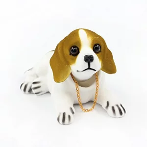 ATMOMO Shaking Head Lucky Dog Bobbing Heads Car Dash Puppy for Car Vehicle Decoration, Beagle (16x9x11cm)