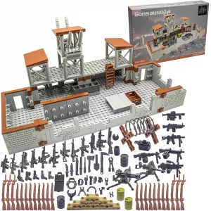 Gonsausola 500+ Pcs Military Base Building Brick Sets Include Defence Base Guard Tower for Army Mini Figures, Weapon Pack Accessories Kits Toys, Guns