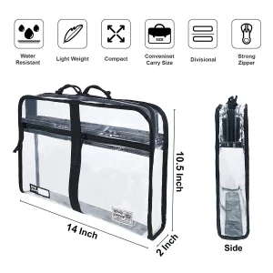 Rough Enough Clear Plastic File Folder Organizer, A4 Size Water-Resistant Document Bag & Portfolio Case for Office, Art, Travel, Home Paper Storage w