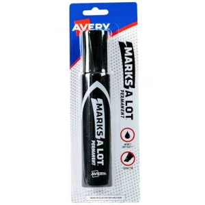Avery Marks-A-Lot Permanent Marker, Jumbo Desk-Style Size, Chisel Tip, Water and Wear Resistant, Black Marker (24138)