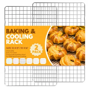 2 PCS Cooling Racks for Cooking and Baking, 15x10 Inches Stainless Steel Cooling Rack, Sheet Pan with Wire Rack for Baking Sheet, Bacon Rack Oven Saf