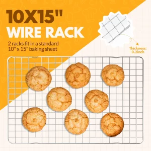 2 PCS Cooling Racks for Cooking and Baking, 15x10 Inches Stainless Steel Cooling Rack, Sheet Pan with Wire Rack for Baking Sheet, Bacon Rack Oven Saf