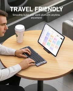 PuechAxe Foldable Bluetooth Keyboard with Stand Holder, Rechargeable Pocket Size Folding Travel Keyboard for iPhone, iPad, Tablet, Laptop, Smartphone