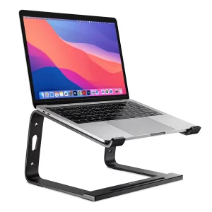 Staples TECH Aluminum Laptop Stand, Black, 11.2 x 10.2, Ergonomic Cooling Riser for Notebook/MacBook/PC