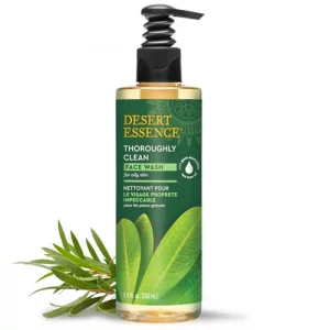 Desert Essence Thoroughly Clean Face Wash with Tea Tree Oil - Natural Facial Cleanser with Castile Soap & Coconut Oil - For Oily & Sensitive Skin - V
