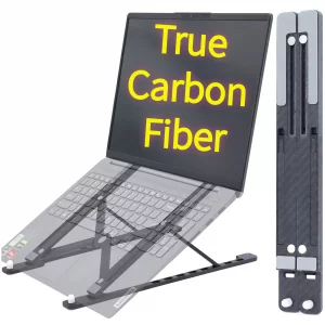 YOOOYOOO Lightweight Carbon Fiber Laptop Stand Foldable Portable 8 Angles Adjustable Laptop Holder Riser Ventilated Cooling Notebook Computer Stand u