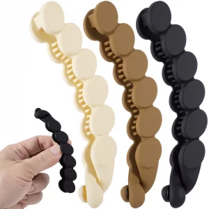 Winsyison 3pcs Banana Hair Clips, Non-Slip Large Hair Claws for Women, Classic Double Combs Hairpin Accessories for Thin Curly Straight Long Short Ha