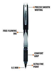 Inc. R2 Precision Rollerball Pens - 0.5 mm Ultra Fine-Point Pen Set With Comfort Grip for School, Office, Writing, and Journaling, 12 Pack, Black Ink